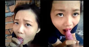 Con ghệ mút cục thịt ở vườn sau nhà